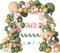 166 Pcs Sage Green Balloon Garland Arch Kit - Olive Green, Blush Peach, & Gold Balloons with Artificial Eucalyptus Stems for Jungle Safari, Baby Shower, & Wedding